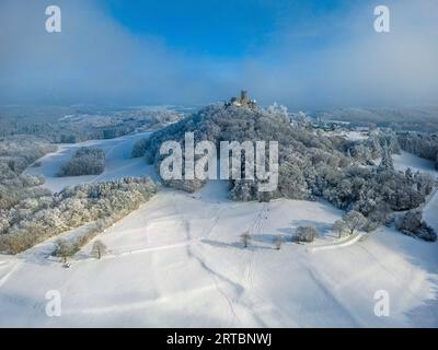 View of the Nurburg above Nurburg, Eifel, Rhineland-Palatinate, Germany Stock Photo