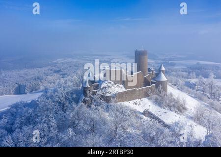 View of the Nurburg above Nurburg, Eifel, Rhineland-Palatinate, Germany Stock Photo