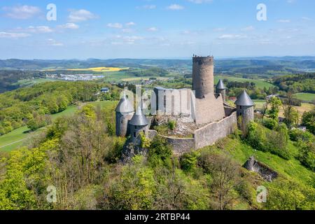 View of the Nurburg above Nurburg, Eifel, Rhineland-Palatinate, Germany Stock Photo