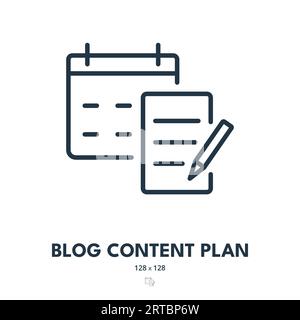 Blog Content Plan Icon. Copywriting, Blogging, Blogger. Editable Stroke. Simple Vector Icon Stock Vector