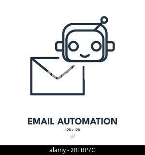 Email Automation Icon. Newsletter, Letter, Message. Editable Stroke. Simple Vector Icon Stock Vector