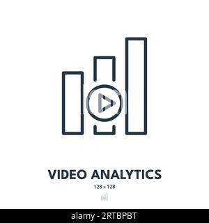 Video Analytics Icon. Media, Player, Watch. Editable Stroke. Simple Vector Icon Stock Vector