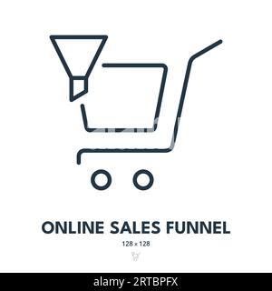 Online Sales Funnel Icon. Conversion, Store, Shopping. Editable Stroke. Simple Vector Icon Stock Vector