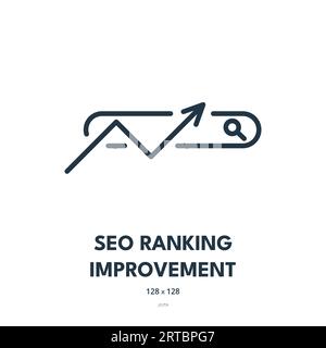 SEO Ranking Improvement Icon. Search Results, First Place, Keywords. Editable Stroke. Simple Vector Icon Stock Vector