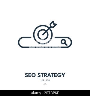 SEO Strategy Icon. Search Bar, Target, Ranking. Editable Stroke. Simple Vector Icon Stock Vector