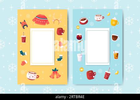 letter to santa, new year, winter. template, mocap , Vector, accessories, drinks Stock Vector