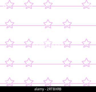 Seamless pattern made of continuous line drawing of stars, Minimalist one line art on white background Stock Vector