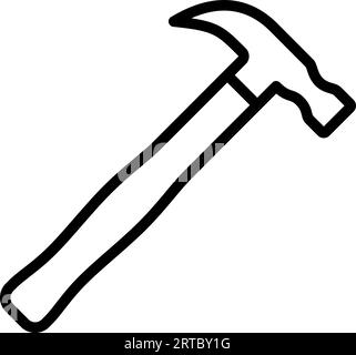 Carpenter hammer icon as a linear symbol for web design Stock Vector