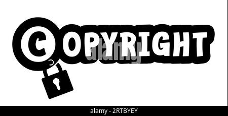 Cartoon copyright or C letter and padlock. right of first publication. Copy right symbol. world copyright day. concept of legal education or training. Stock Photo