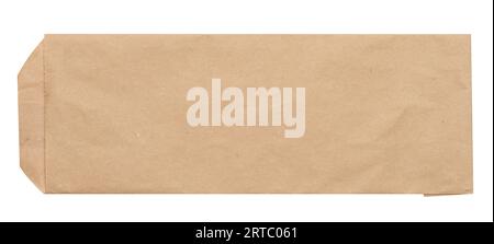 Rectangular envelope made of brown kraft paper on a white isolated background Stock Photo