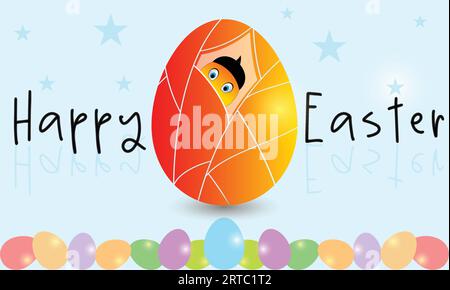 Easter Banner and Poster Vector Illustration with Easter Eggs in the Light Background Stock Vector