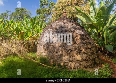 Traditional Dorze hut woven out of bamboo, Ethiopia Stock Photo