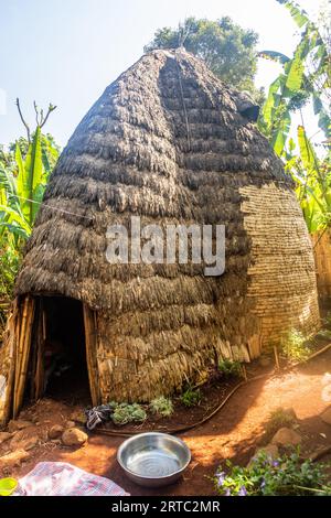 Traditional Dorze hut woven out of bamboo, Ethiopia Stock Photo