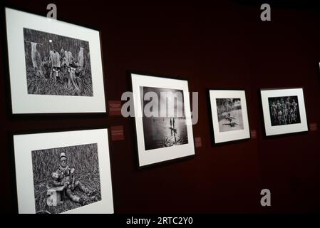 View of some of the images exhibited by photographer Sebastião Salgado in his new exhibition project Amazônia, at the Teatro Fernán Gómez in Madrid, S Stock Photo