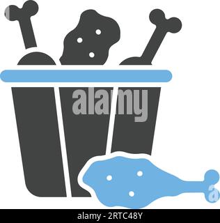 Chicken Piece Bucket Icon Image. Stock Vector