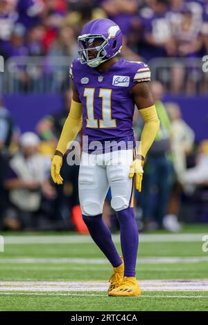 Minnesota Vikings defensive lineman Esezi Otomewo prepares for drills  before an NFL football practice Saturday, July 29, 2023, in Eagan, Minn.  (AP Photo/Bruce Kluckhohn Stock Photo - Alamy