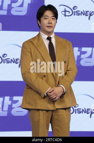 Seoul, South Korea. 12th Sep, 2023. South Korean actor Kwon Sang-woo, photo call for the Disney  Film Han River press conference in Seoul, South Korea on September 12, 2023. (Photo by Lee Young-ho/Sipa USA) Credit: Sipa USA/Alamy Live News Stock Photo
