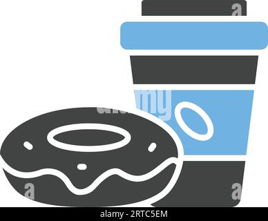 Coffee with Donut Icon image. Suitable for mobile application. Stock Vector