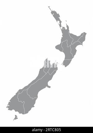 New Zealand administrative map isolated on white background Stock Vector