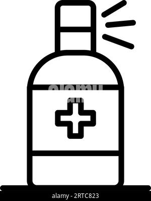 Cosmetic bottle, antiseptic or sanitizer spray outline vector icon. Nail polish remover or degreaser line icon. Linear style sign for mobile concept a Stock Vector