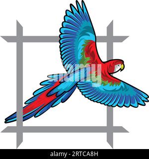 Colorful Flying Parrot Vector Design Stock Vector
