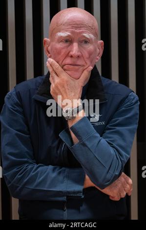 Madrid, Spain. 12th Sep, 2023. Photographer Sebastiao Salgado during the inauguration of the exhibition AMAZONIA in Fernan Gomez Centro Cultural de la Villa of Madrid. Sebastiao Salgado undertook a photographic and human journey for seven years that led him to discover the most remote areas of the Amazon jungle and its inhabitants, showing more than 200 black and white photographs in the exhibition. Credit: Marcos del Mazo/Alamy Live News Stock Photo