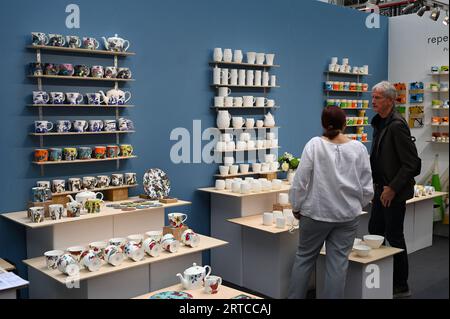 London, UK. 12th Sep, 2023. The Top Drawer London 2023 - Design-Led Retail Trade Show attracts hundreds of visitors. The latest designer household items, toys, cards, fashion, and jewelry are being displayed by hundreds of stalls at London Olympia. Credit: See Li/Picture Capital/Alamy Live News Stock Photo