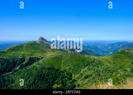 Panoramic view, Massif du Cantal, Puy Griou, France Stock Photo