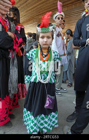 Young Kalash girl at the Uchal summer festival celebrations in Balanguru Village Stock Photo