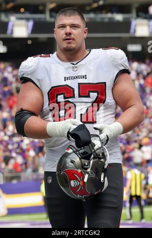 Tampa Bay Buccaneers guard Luke Goedeke (67) walks off the field during a  NFL football game against the Kansas City Chiefs, Sunday, Oct. 2, 2022 in  Tampa, Fla. (AP Photo/Alex Menendez Stock