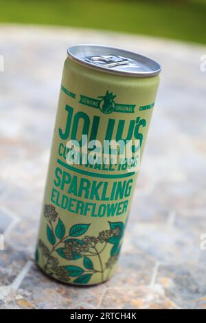 A can of Jolly's Sparkling Elderflower drink, England, UK Stock Photo