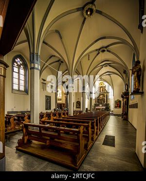 Interior of the Pilgrimage Church of the Bornhofen Monastery, Kamp-Bornhofen, Upper Middle Rhine Valley, Rhineland-Palatinate, Germany Stock Photo