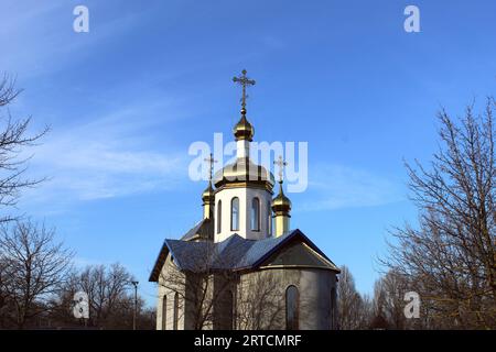 Orthodox Church of St. Nicholas in the town of Kamenskoye Stock Photo