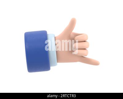 Cartoon Gesture Icon Mockup.People make various gestures. Gesture icon. Human hands with various tools. 3D rendering on white background. Stock Photo