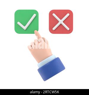 Cartoon Gesture Icon Mockup.People make various gestures. Gesture icon. Human hands with various tools. 3D rendering on white background. Stock Photo