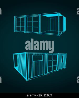 Container Stylised Stylized vector illustration of modular container house Stock Vector ...