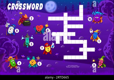 Halloween crossword quiz grid Cartoon candies sweets and desserts