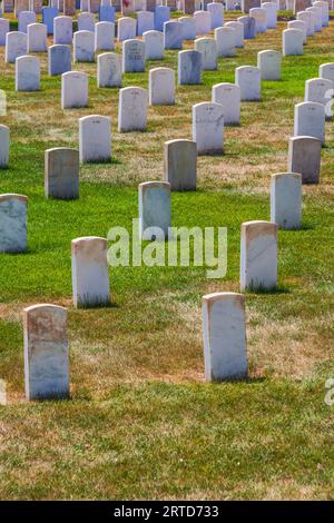 7th Cavalry military memorial cemetery at the Little Bighorn Battlefield National Monument in Montana. Little Bighorn Battlefield National Monument. Stock Photo