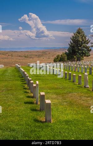 7th Cavalry military memorial cemetery at the Little Bighorn Battlefield National Monument in Montana. Little Bighorn Battlefield National Monument. Stock Photo