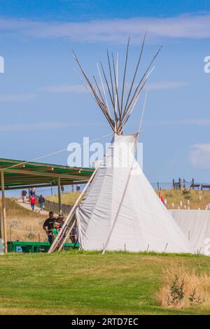 Teepee at Little Bighorn Battlefield National Monument in Montana. Stock Photo