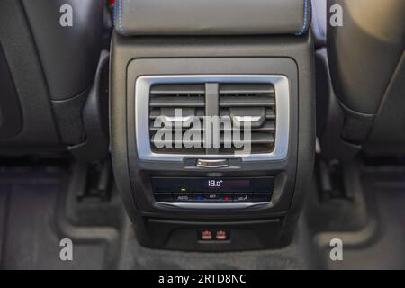 Close-up view of rear dual-zone climate control of new car. Stock Photo