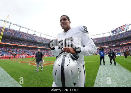 Las Vegas Raiders defensive end Isaac Rochell (96) walks off the