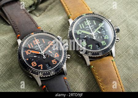 Various Breguet Type XXI watch models. Stock Photo