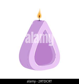 Aromatic spa candle in shape of tear. Isolated vector lavender colored fragrant candle made of natural wax release aroma when lit and creates relaxing ambiance for aromatherapy, spa or wellness ritual Stock Vector