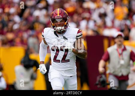 September 10th 2023: Washington Commanders safety Darrick Forrest (22)  reacts during the NFL game between the Arizona Cardinals and the Washington  Commanders in Landover, MD. Reggie Hildred/CSM/Sipa USA (Credit Image: ©  Reggie