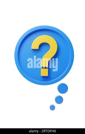 Speech bubble with question mark isolated on with background. 3d illustration. Stock Photo