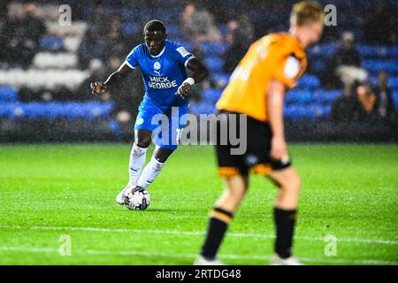 Ephron Mason Clarke (10 Peterborough United) goes forward during the EFL Trophy match between Peterborough and Cambridge United at London Road, Peterborough on Tuesday 12th September 2023. (Photo: Kevin Hodgson | MI News) Credit: MI News & Sport /Alamy Live News Stock Photo