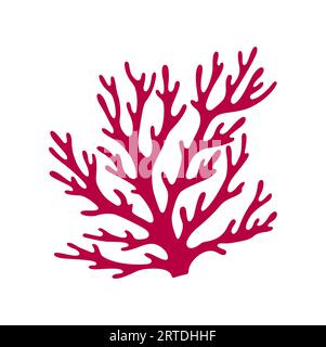 Finger leather coral with sharp edge aquarium and tank tropical decoration. Vector cartoon sea algae icon, underwater plant grown at sea bottom Stock Vector