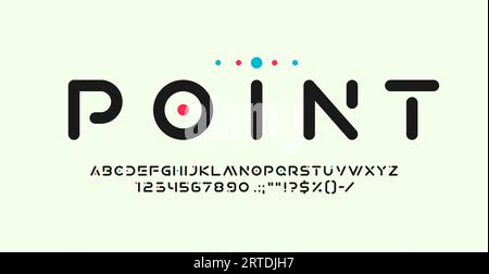 Modern Rounded Font With Dots. Minimalist Typography Style Alphabet For  Tech, Futuristic And Unwear, Poster And Print Design. Uppercase, Lowercase  Letters, Numbers And Symbols Royalty Free SVG, Cliparts, Vectors, and Stock  Illustration.