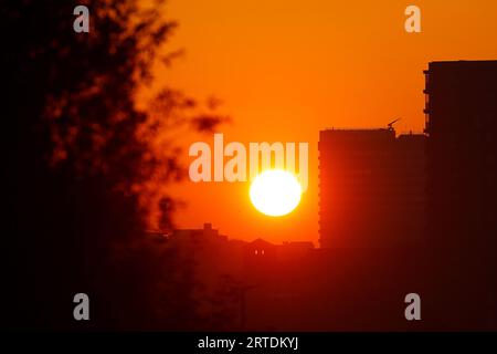 Sunrise in Leeds City Centre Stock Photo